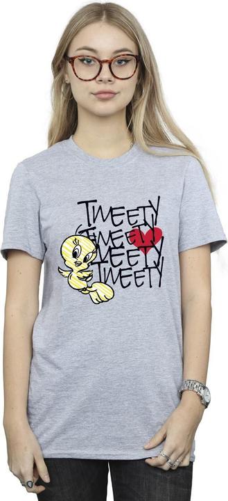 Actual product image Looney Tunes Womens/Ladies Tweety Love Heart Cotton Boyfriend T-Shirt (XXL)