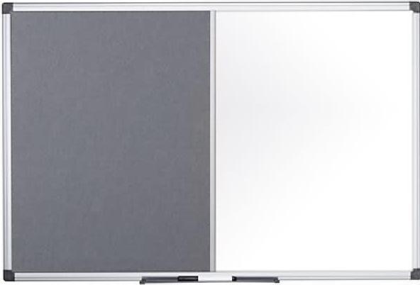 Bi-Office Combinatiebord MAYA, gecombineerd prikbord en whiteboard, kurk of vilt, verschillende afmetingen