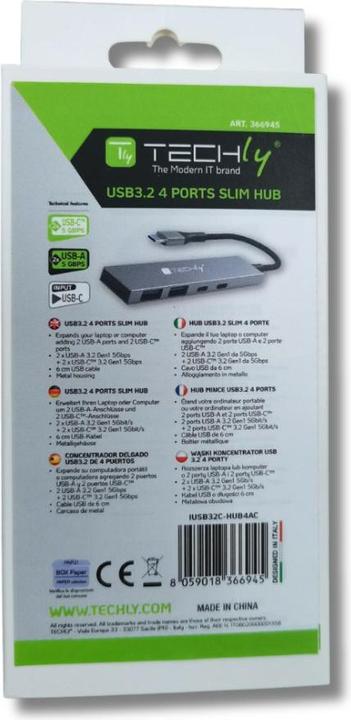 Immagine prodotto Techly Hub USB 4p. 2USB 3.2-2USB-C (USB-C, 4 Porti)