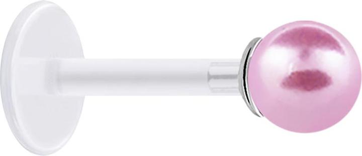 Produktbild Star Piercing Micro Labret transparent mit Perle Kugel hellpink (925 Sterlingsilber, ohne Messing, Bioflex)