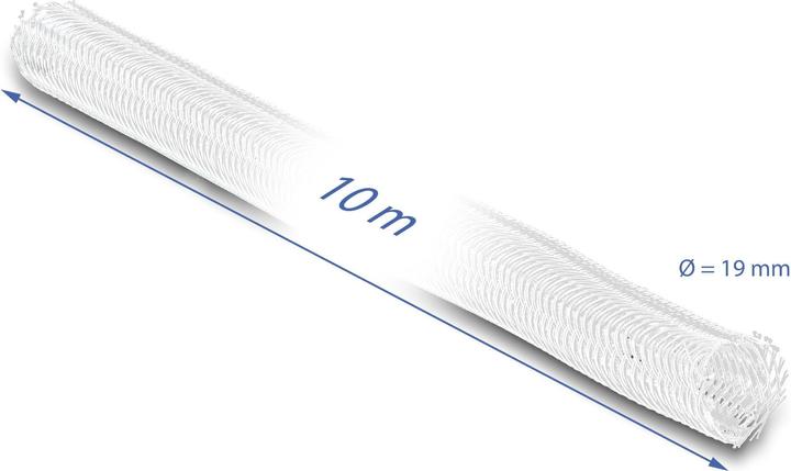 Actual product image Delock Braided hose self closing 10 m x 19 mm white (Cable conduit, 1000 cm)
