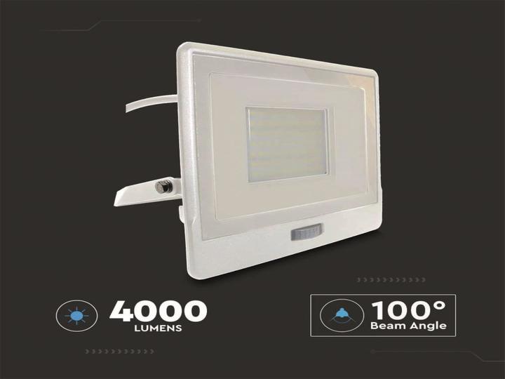Actual product image V-TAC VT158S1 50W LED PIR Sensor Floodlight SAMSUNG Chip White Body 4000K 1M Cable (4000 lm)