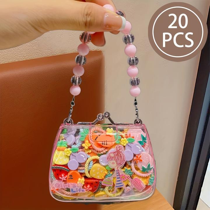 Activity Board 20Pcs Sweet Style Harz Haargummis Set für Jugendliche, gemischte Farbe Pflanze Muster, sortierte