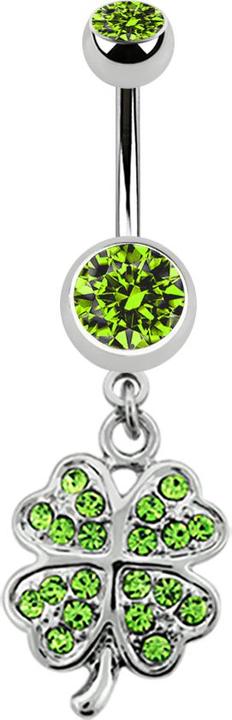 Immagine prodotto Star Piercing Banana d'argento con ciondolo a forma di trifoglio verde chiaro (Acciaio chirurgico 316L, senza ottone)