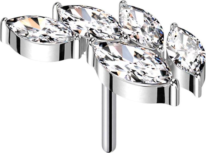Produktbild Star Piercing Threadless Blatt silber fünf Ovale Kristalle silber (Titan G23, ohne Messing)