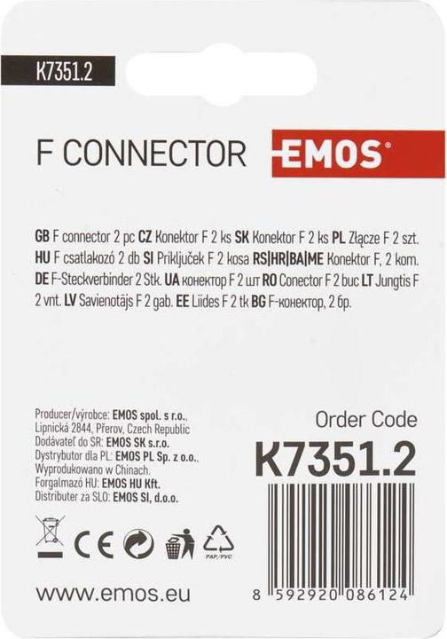 Actual product image Emos Connector F-plug for coaxial cable CB113