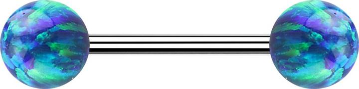 Actual product image Star Piercing Micro barbell silver with two balls opal blue (Surgical steel 316L, without brass)