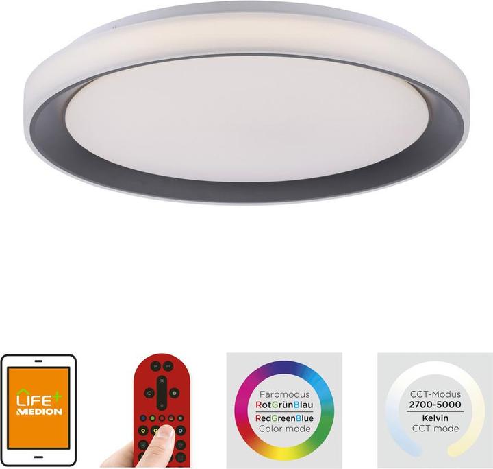 Produktbild Leuchten Direkt LED Deckenlampe LOLAsmart - DISC SmartHome Tuya, CCT RGB, dimmbar Fernbedienung (2700 lm)