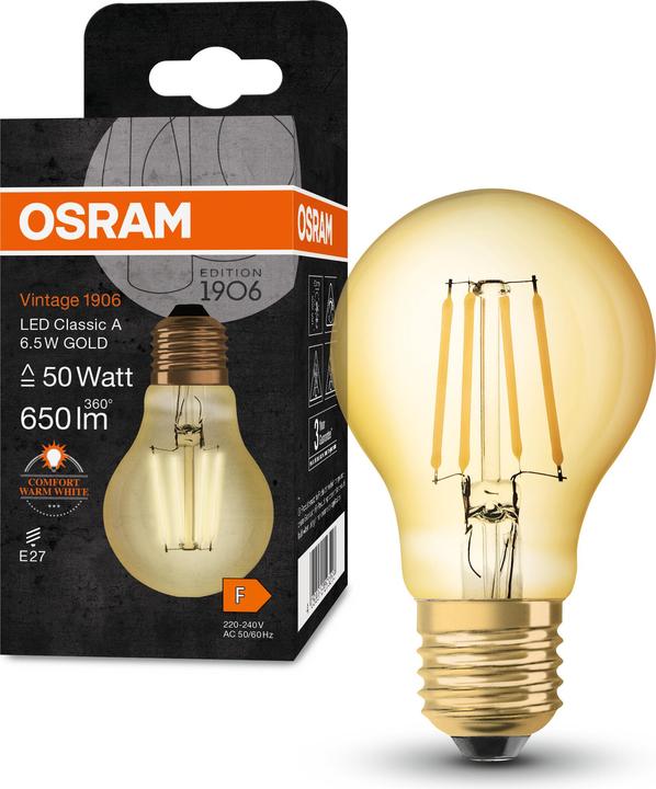 Produktbild Osram Vintage 1906 Led Classic A (E27, 6.50 W, 725 lm, 1 x, F)
