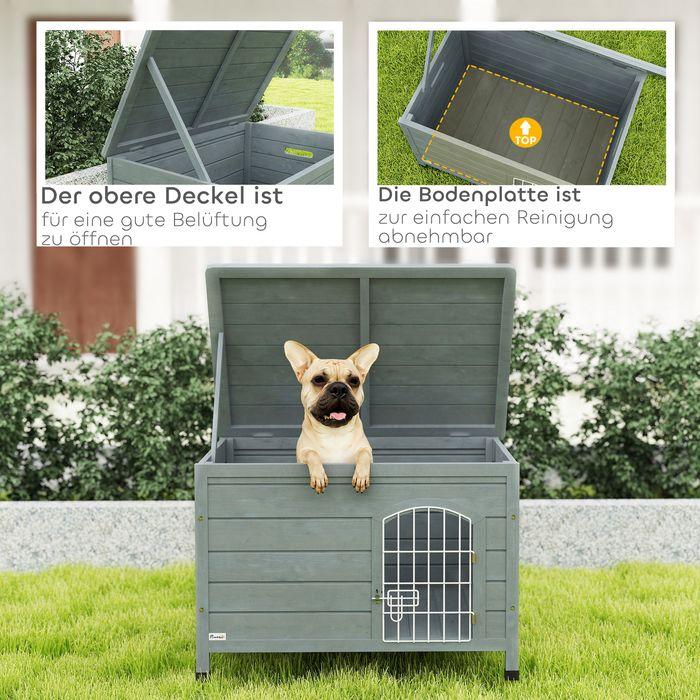 Produktbild Swisshandel24 Hundehütte Hundehaus mit Tür Hundebox Gitterbox für Katzen Tanne Grau (Hundehütte)