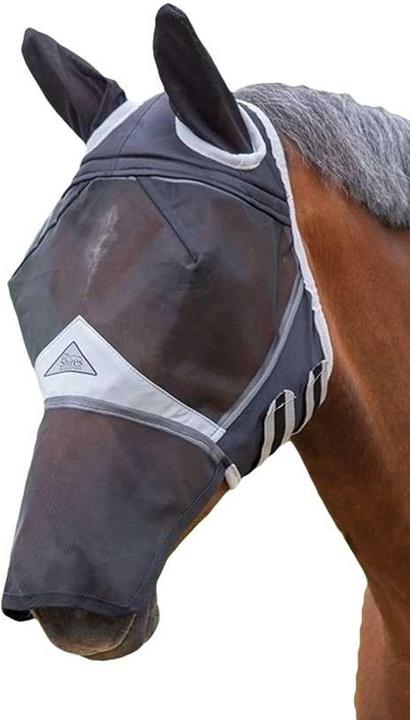 Immagine prodotto Shires Maschera anti mosche per cavalli con orecchie e naso Materiale a maglia fine