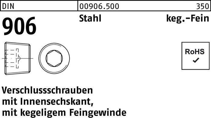 Image du produit Vis de fermeture DIN 906 avec 6 pans creux M 33 x 2 Acier