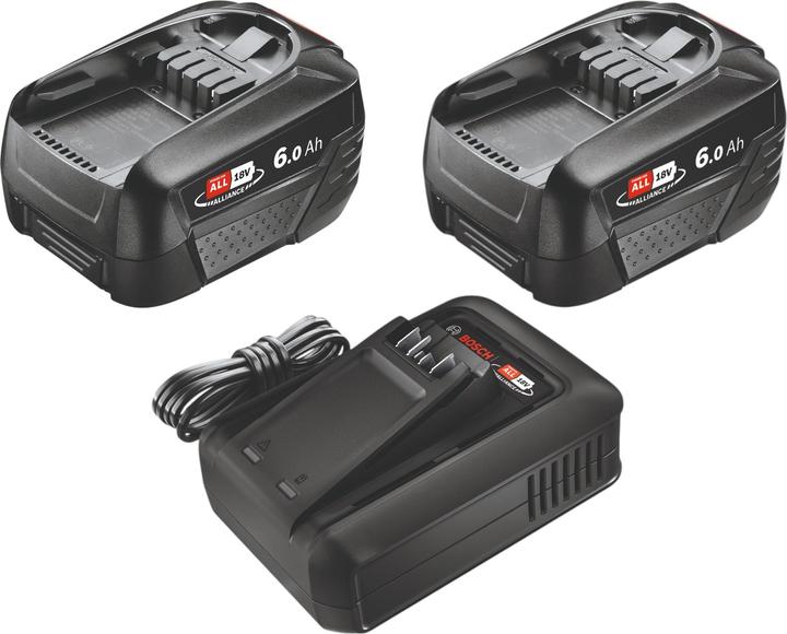 Bosch Home & Garden Kit de démarrage Bosch DIY 18 V 2x PBA 18V 6.0Ah Batterie W-C 6,0 Ah ( 2x 1600A00DD7 ) + chargeur (18 V)