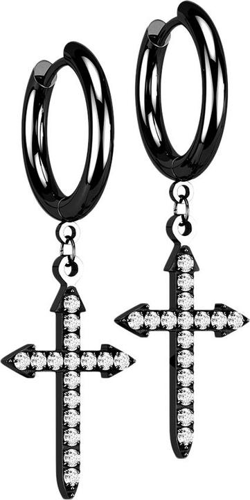 Image du produit Star Piercing Boucles d'oreilles noir pendentif croix celtique avec cristaux (sans laiton, Acier chirurgical 316L)