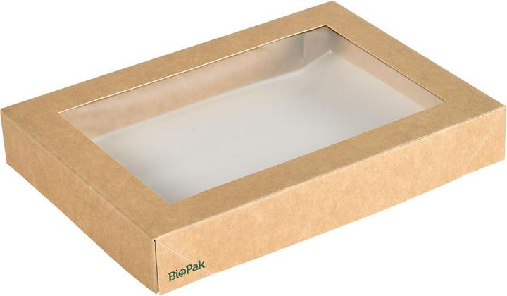 Produktbild Duni Viking Brick Deckel mit PLA Fenster Braun Karton/PLA 200x140x30 (300 x)