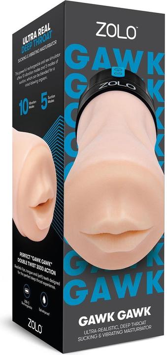 Actual product image Zolo Vibrating Deep Throat Gawk Gawk Blowbot Masturbators Black 26 cm