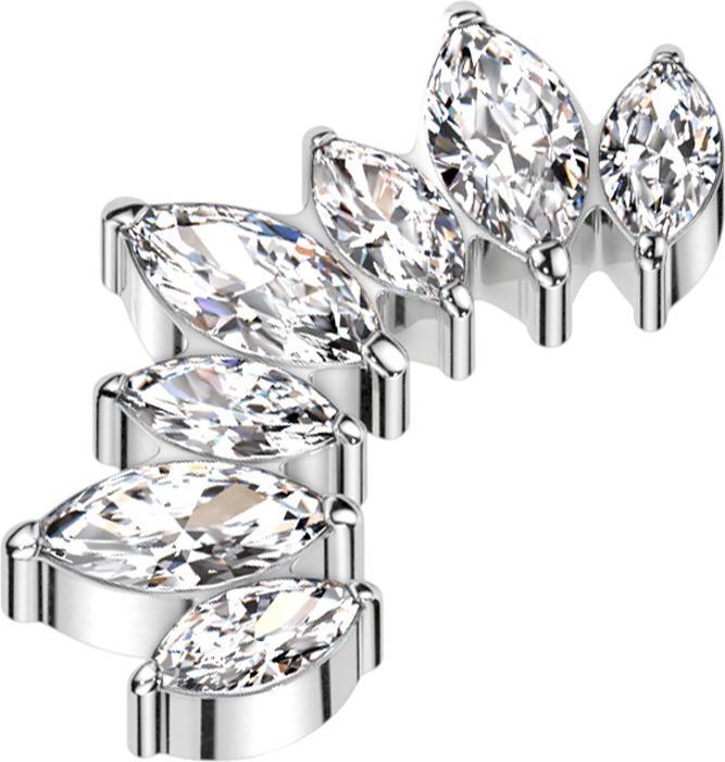 Image du produit Star Piercing Dermal Anchor argent Éventail de sept cristaux argent (sans laiton, Titane G23)