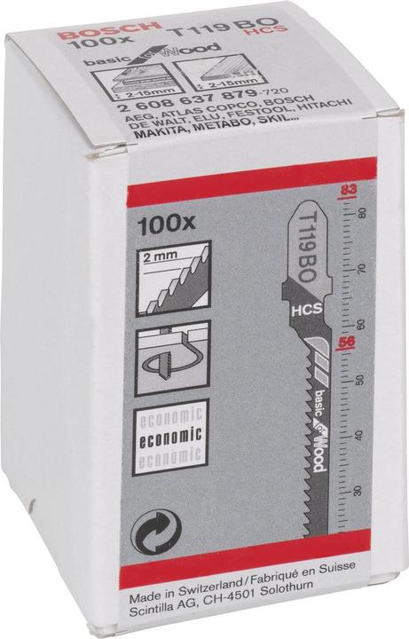 Immagine prodotto Bosch Professional Zubehör Lama per seghetto alternativo T 119 BO Basic per legno, confezione da 100 pezzi