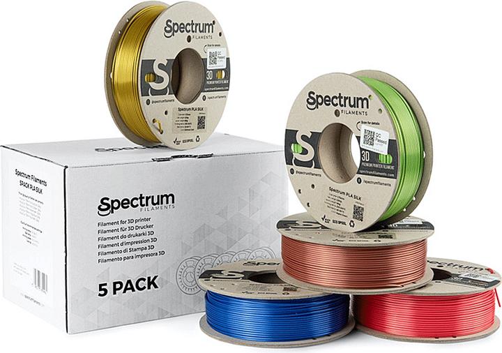 Image du produit Filament PLA Silk (PLA, 1.75 mm, 250 g, Or, Cuivre, Vert, Bleu, Rouge)