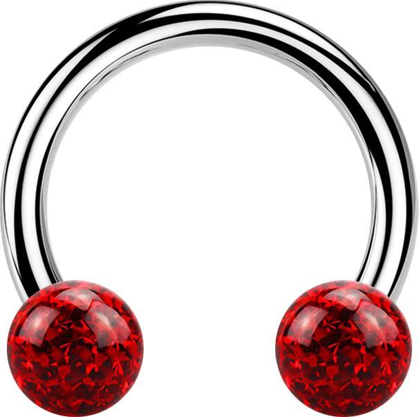 Immagine prodotto Star Piercing Micro Circular Barbell argento con due sfere di cristallo strato protettivo epossidico rosso (Acciaio chirurgico 316L, senza ottone)