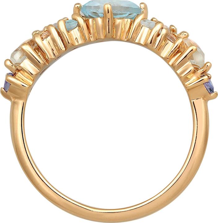 Actual product image Elli PREMIUM Ring Topaz Moonstone Amethyst Classic 925 Silver Gold Plated (56, 925 Silver)