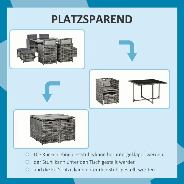 Immagine prodotto Swisshandel24 Set di sedute per 8 persone Set da giardino in polyrattan Set di sedute con cuscini inclusi Grigio (109 cm)