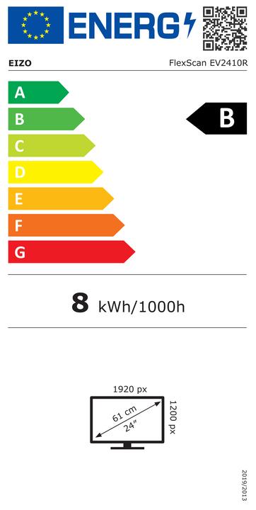 Energie-Label Eizo 61.0cm (24") EV2410R-WT 16:10 DVI+HDMI+DP+USB white (1920 x 1200 Pixel, 24.10")