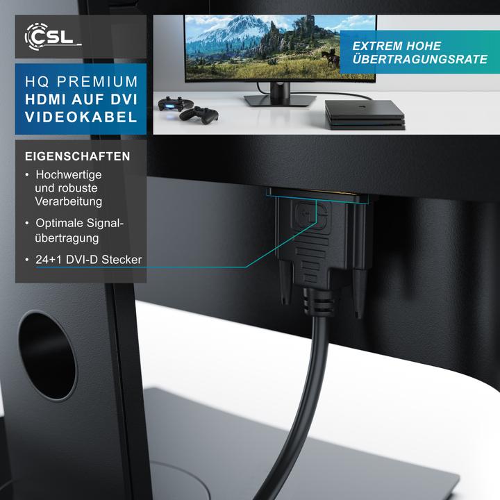 Actual product image CSL DVI to HDMI cable - Dual Link 24 1 - HDTV resolutions up to 2560x1600 - OFC copper conductor (3 m, HDMI, DVI)
