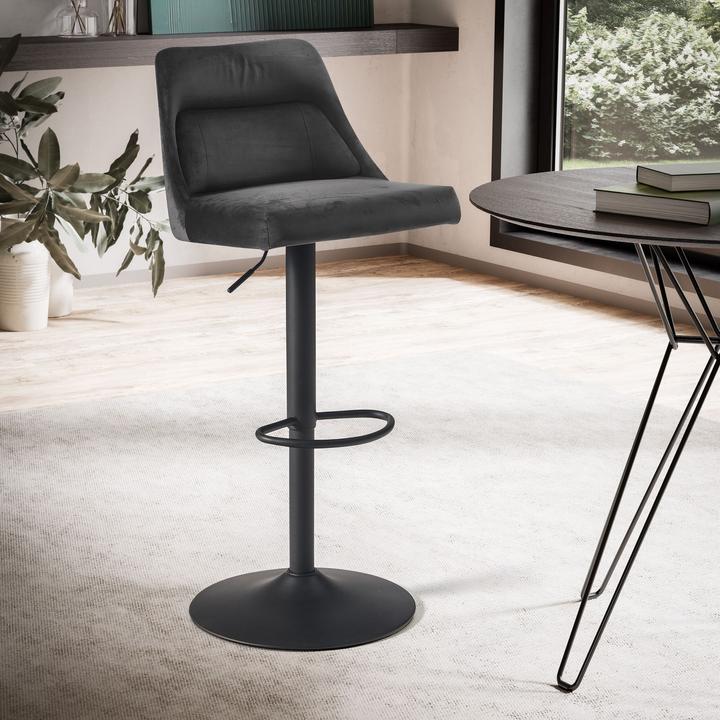 Produktbild FineBuy Barhocker Küchenhocker Samt Hocker Bistrohocker Drehbar Barstuhl Modern