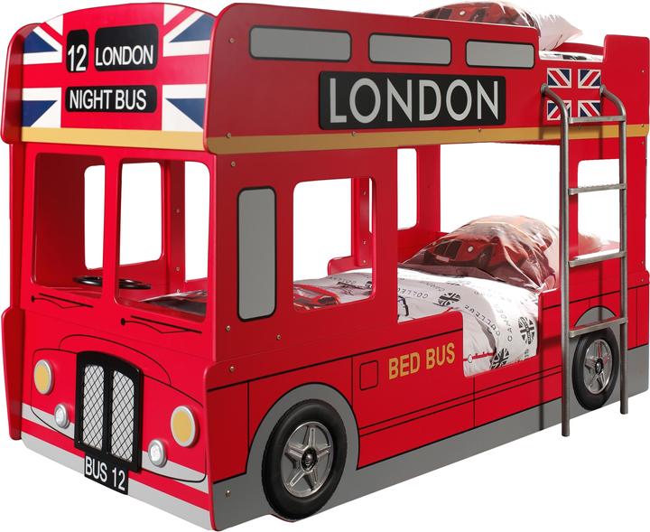 Image du produit Vipack Lit superposé London Bus (90 x 200 cm)