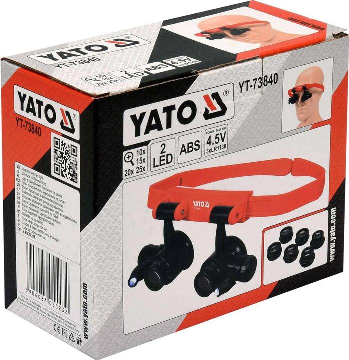 Actual product image Yato Professional Headband Magnifying Glasses with Illumination | Binocular | 10x/15x/20x/25x | YT-73840