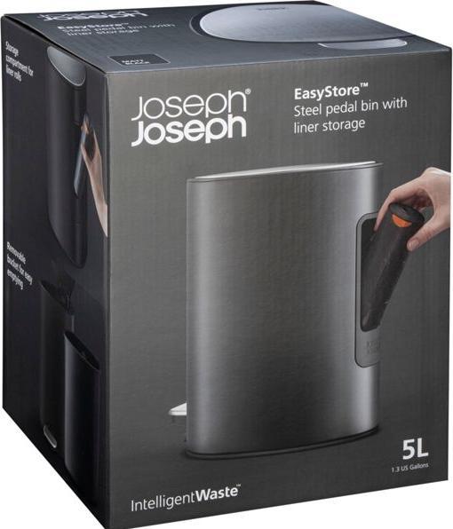 Image du produit Joseph Joseph EasyStore Seau de salle de bain 5l avec pédale noir mat (5 l)