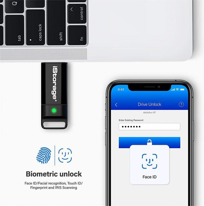 Actual product image iStorage datAshur BT - USB Flash Drive (biometric) (128 GB, USB-A, USB 3.2)