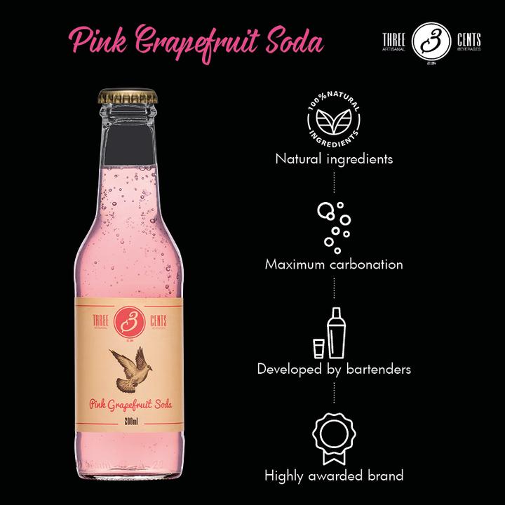 Immagine prodotto Three Cents Soda al pompelmo rosa (24 x 20 cl)