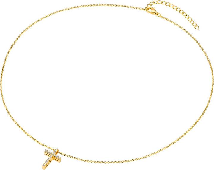 Image du produit Rafaela Donata Femme Croix en argent sterling zirconium or jaune 40,0 cm chaîne de base + 5,0 cm extension - 33764 (Argent Sterling, 40 - 45 cm)