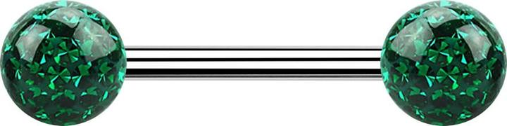 Immagine prodotto Star Piercing Barbell silver con due sfere di cristallo strato protettivo epossidico verde (senza ottone, Acciaio chirurgico 316L)