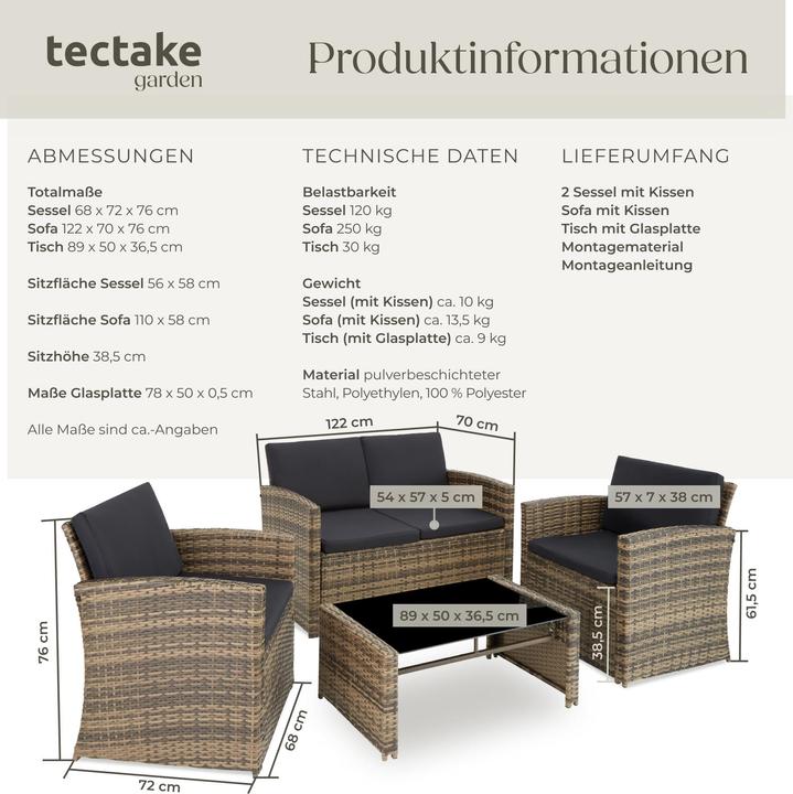 Actual product image tectake Rattan Lounge Lucca