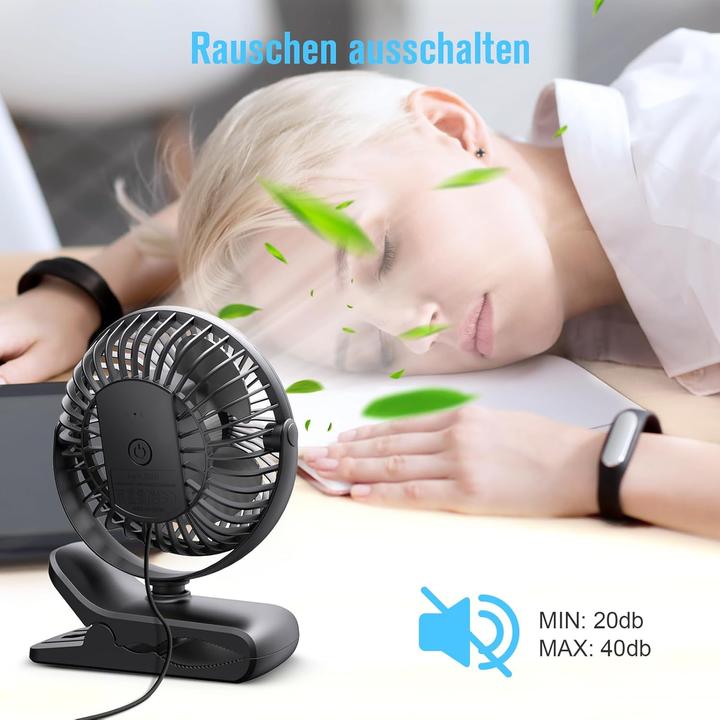 Image du produit Honyin Mini-Ventilator mit Clip (40 dB)