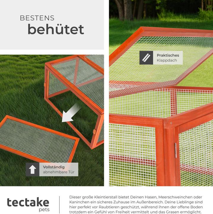 Produktbild tectake Kaninchenstall mit 4 Türen 181x90x48cm