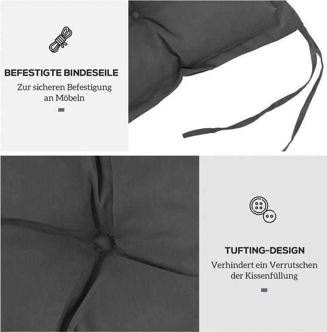 Produktbild Swisshandel24 Sitzkissen 100x40 cm 10cm dick waschbar Dunkelgrau