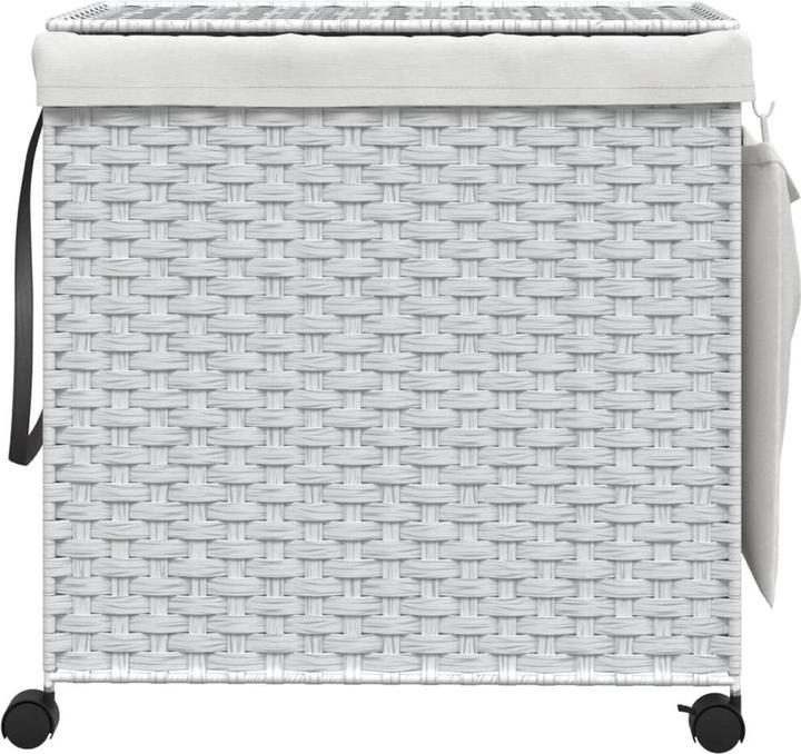 Produktbild VidaXL Wäschekorb mit Rollen Weiss 60x35x60,5 cm Rattan,Farbe