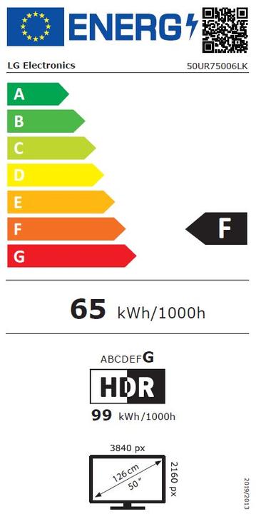 Label énergétique LG 50UR75006LK (50", LCD, 4K, 2024)
