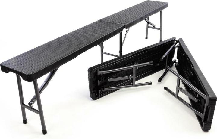 Produktbild VCM Partybank 2er Set Klappbank Rattan-Optik 180 x 25 cm schwarz Bierbank bis 200 kg