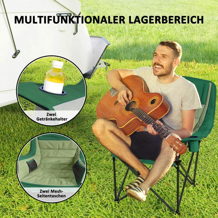 Actual product image Swisshandel24 Campingstuhl faltbarer Gartenstuhl mit Seitentasche, Becherhalter, Grün