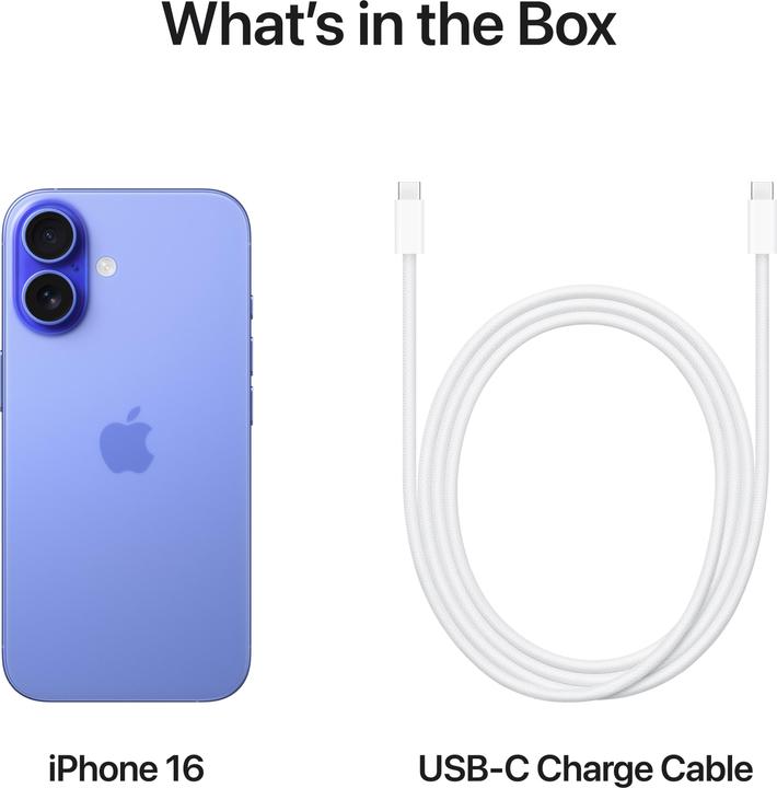 Produktbild Apple iPhone 16 (512 GB, Ultramarine, 6.10", SIM + eSIM, 48 Mpx, 5G)