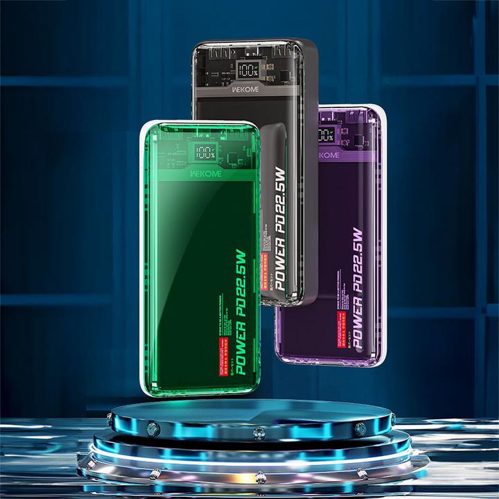 Image du produit Wekome WP-351 Vanguard-Serie – Powerbank 20000 mAh PD 20 W + QC 22,5 W (grün/transparent) (20000 mAh)
