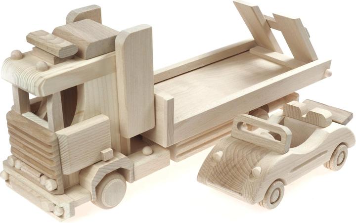 Produktbild Holzecke Autotransporter Gross aus Holz mit Holz-Auto