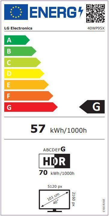 Etichetta energetica LG 40WP95X-W (5120 x 2160 pixel, 39.70")