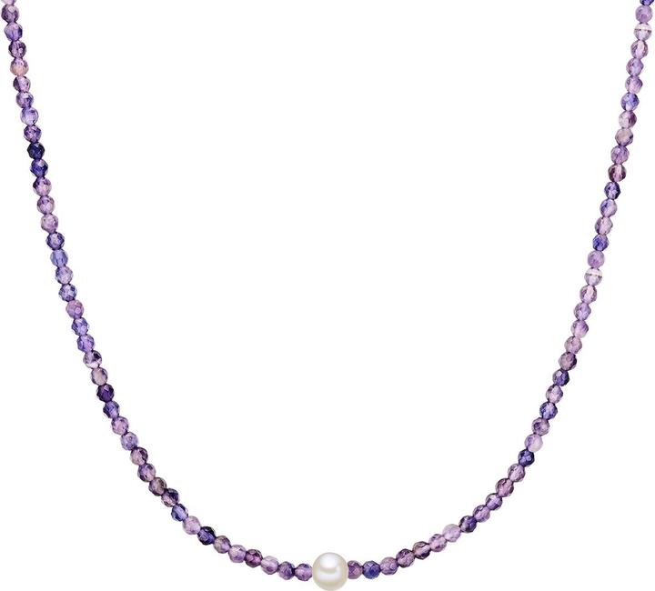 Immagine prodotto Valero Pearls Donna Argento Sterling Ametista Perle d'acqua dolce coltivate Argento 40,0 cm Collana base + 5,0 cm (Argento, 40 - 45 cm)