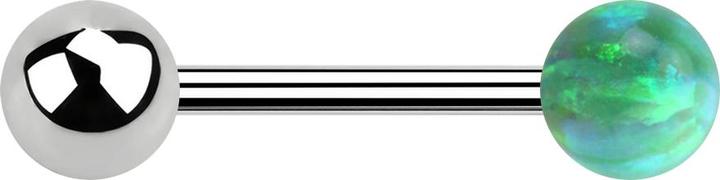 Image du produit Star Piercing Barbell argent avec boule et boule opale verte (Acier chirurgical 316L)
